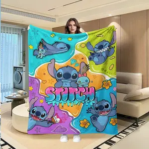 Stitch Puzzle Creative Digital Print Flannel Blanket, Thanksgiving Valentine Christmas Gift, Holiday Gift Throw Blanket