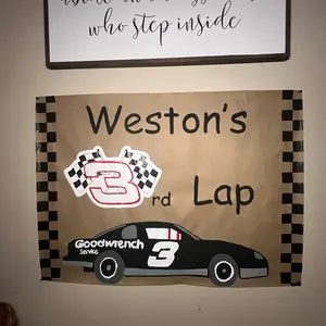 Weston’s 3rd Lap Custom Paper Banner - Dale Earnhardt Theme, 48x36 Inches, Tailor-Made Design for Personal Celebrations