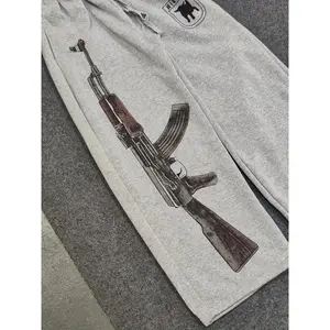 Retro Street Hip-Hop Double Waistband Fake Two-Piece Loose Long Pants Trendy Cool Printed Casual Sports Sweatpants