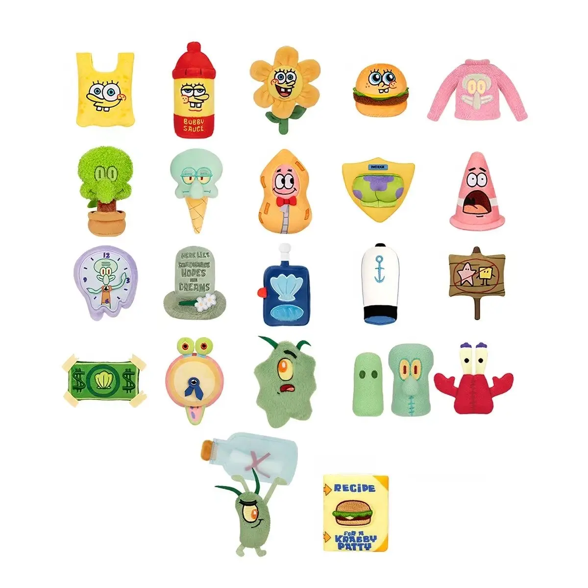 X11 Bikini Bottom DIY Plush Stickers | Mystery Blind Bag | Velcro-Backing for Customization | Decorate Your Bags, Jackets & Room | Iconic Pineapple House & Meme Charms | Collectible Mystery Surprise