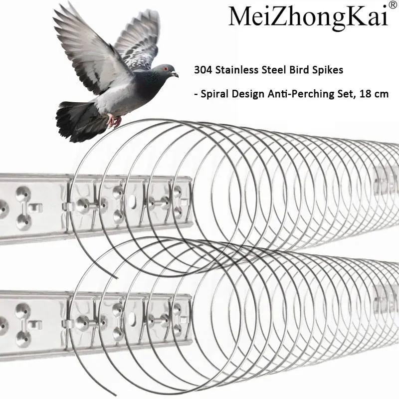 18 cm Stainless Steel Spring Spikes Bird Deterrent - Anti-Perching Training Aid for Outdoor Balconies, Fences