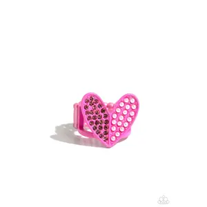Hometown Heart - Pink Rhinestone Pearl Heart Ring - Paparazzi