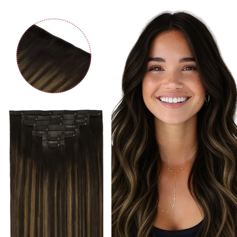 GOO GOO Invisi Edge Injected Seamless Clip in Human Hair Extensions Invisible Natural Straight #sohochic #TikTokShopFallDealsForYou