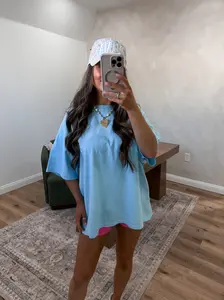 Cotton Oversized Mineral Wash Tee - blue *restock*