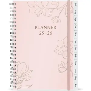 2025-2026 Planner - Weekly & Monthly Planner Runs from July 2025 to June 2026, 6" x 8.3", 12 Monthly Tabs, Inner Pocket, 2025-2026 weekly planner spiral bound Flexible Cover, Pink