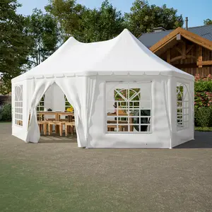 20x15 ft Heavy Duty Party Tent with 1 Door & 7 Windows White Waterproof UV Protection Outdoor Gazebo for Weddings Events Picnics