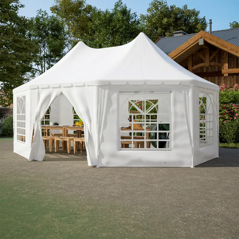 [SOIYELIFE] 20x15ft White Heavy Duty Party Tent - Waterproof PVC Canopy with 7 Windows & 1 Door, Commercial Grade Outdoor Event Shelter for Weddings, Parties & BBQs