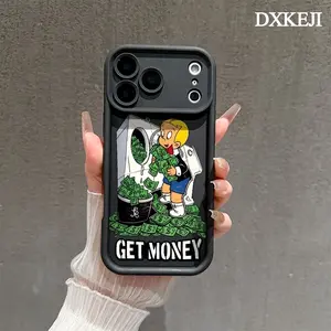 Rich Boy Money Laundering Design Phone Case, Soft Silicone, Fully Protected and Shockproof For iPhone 17 16 15 Pro Max 14 13 12 11 Plus Air & Samsung Galaxy S26 S23 Ultra S24 Plus S25 S22 Back Cover Vintage Cartoon Style