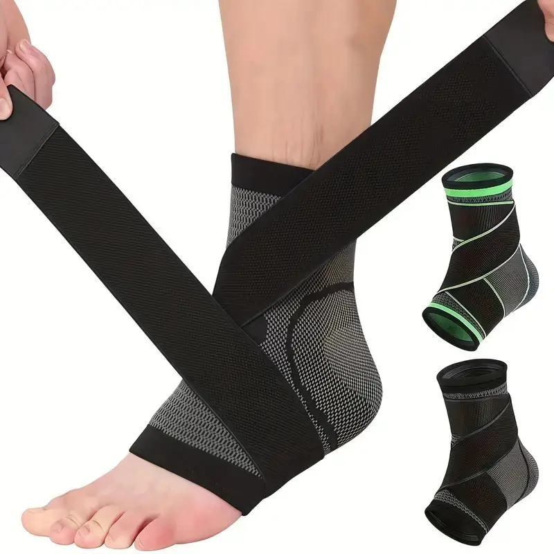 Unisex 2-Pack Ankle Compression Sleeves - Adjustable Stabilizer, Protective Compression Brace - Achilles Tendon Injury Recovery, Leg Pain Relief, Tired Legs Relief for Sports Use, Ankle Stabilizer, Ankle Protective Compression
