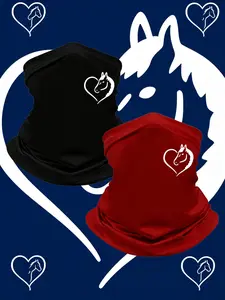 5pcs/2pcs/1pc Unisex Heart with Horse Printing Neck Gaiter Face Cover Windproof Dustproof Breathable Face Mask Scarf for Men Women Outdoor Sports Gift Hat