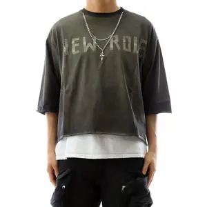 Kleep 'New Role' Premium Heavy Garment Cropped T-Shirt With Detachable Neckless(Grey) KT1960S