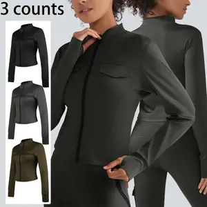 Women's Lightweight Zipper Sports Jacket with Thumbholes, Long Sleeve Athletic Coat, Suitable for Gym Workouts & Running, All-Season Activewear, Breathable Fashionable Comfortable Outerwear