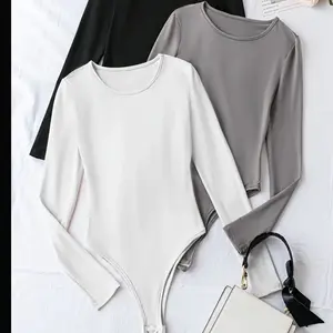 Solid Crew Neck Bodysuit 3 Pack, Long Sleeve, Casual, Women's Clothing  Womenswear  Tops