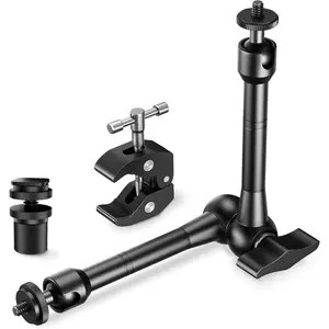 10inch Articulating Magic Arm Camera Mount with Super Clamp, Friction Power Adjustable Camera Mounts & Clamps with Magicarm and Cold Shoe for Photography/Videography/Webcam/Flash Light