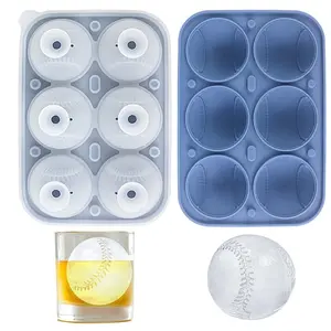 6-Hole Silicone Baseball Ice Cube Mold, Ice Molds, Reusable Large Baseball Shape, Whiskey Cocktail Juice Maker, Whiskey Ice Cubes Mold, Unique Sports Gift for Men Dad Fans, father's day gift
