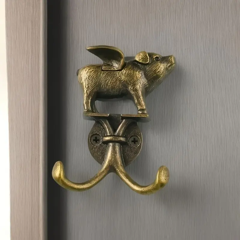 1pc Vintage Charming Flying Pig Hook - Decorative Hooks, Vintage Home Decor, Easy To Install, Wall Mount Design, Polished Metal Kitchen, Bathroom, Bedroom Coat, Hat and Towel Hangers