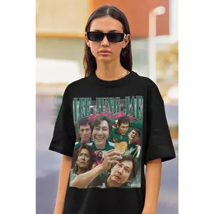 T-Shirt Lee Jung Jea Vintage Game Tshirt Seong Gi-hun Squid Gift for Women and Men Unisex Player 456
