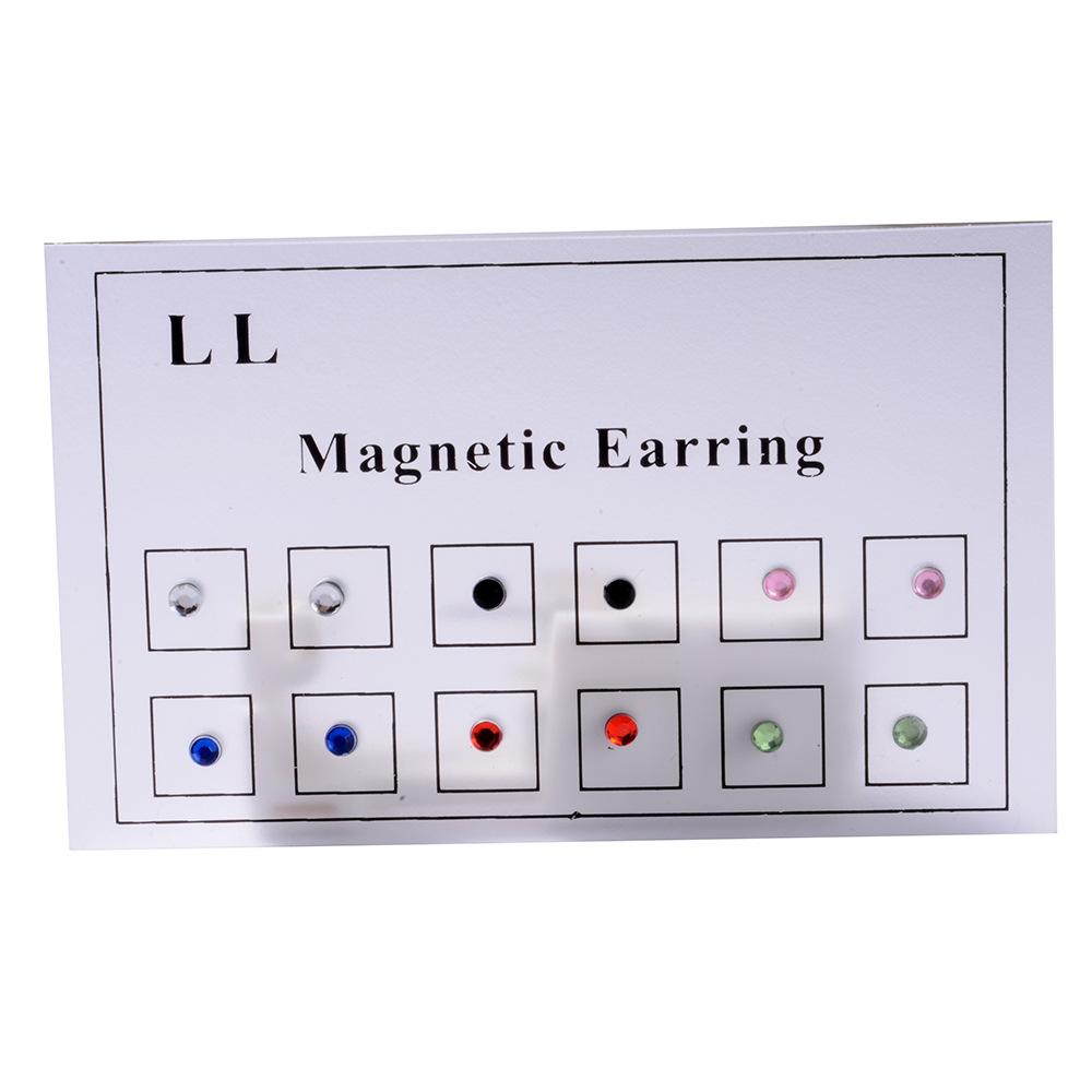 12 Pcs Stainless Steel Magnetic Crystal Fake Ear Stud Earrings Set Colorful 3mm Non Piercing Nose Lip Rings for Women Men Jewelry