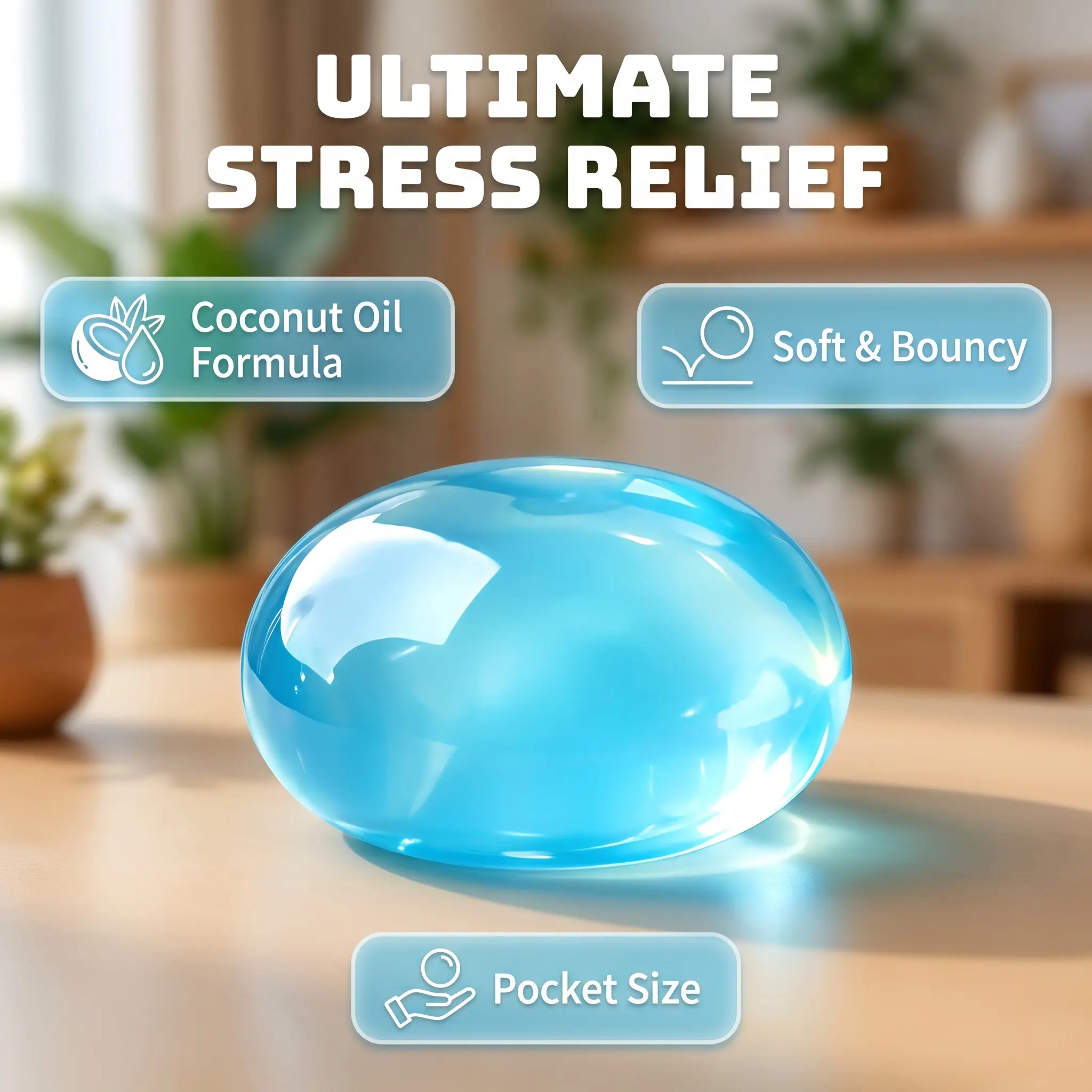 Coconut Oil Infused Stress Relief Ball, Slow Rebound Squishy Sensory Fidget Toy for Anxiety, Moldable Handmade Soft Squeeze Calming Tool for Adults Kids 1 Pack
