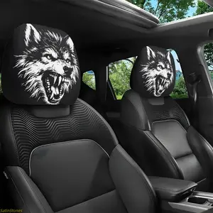 2 Pack Wild Roaring Wolf Head Car Pillow Covers, Car Seat Covers, Universal Seat Cushion Protector, Dustproof, No Filling, Ideal Gift for Car Lovers