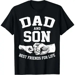 Cotton Streetwear Graphic Tees Casual Round Neck Shortsleeve Fashion Dad and Son Best Friends for Life Fathers Day Dad and Son T-Shirt