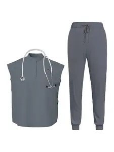 Women's Doctor Brush Hand Suit Sleeveless Stand-up Collar Solid Color Thin Elastic Quick-drying Nurse Front Desk Uniforms Overalls Set