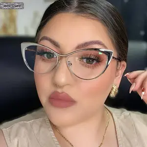 Women’s Retro Cat Eye Blue Light Blocking Glasses - Gold Punk Luxury Frame, Unisex Fashionable Glasses for Computer, Gaming Eye Protection Eyewear
