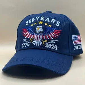 250 Years Freedom 1776 - 2026 USA Anniversary Hat Embroidered Eagle Baseball Cap