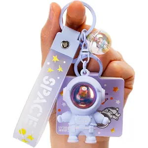 Astronaut Keychain, Cute Kawaii Anime Cool Keychains for Backpacks, Space Keychains with Sunset Light for Women Men