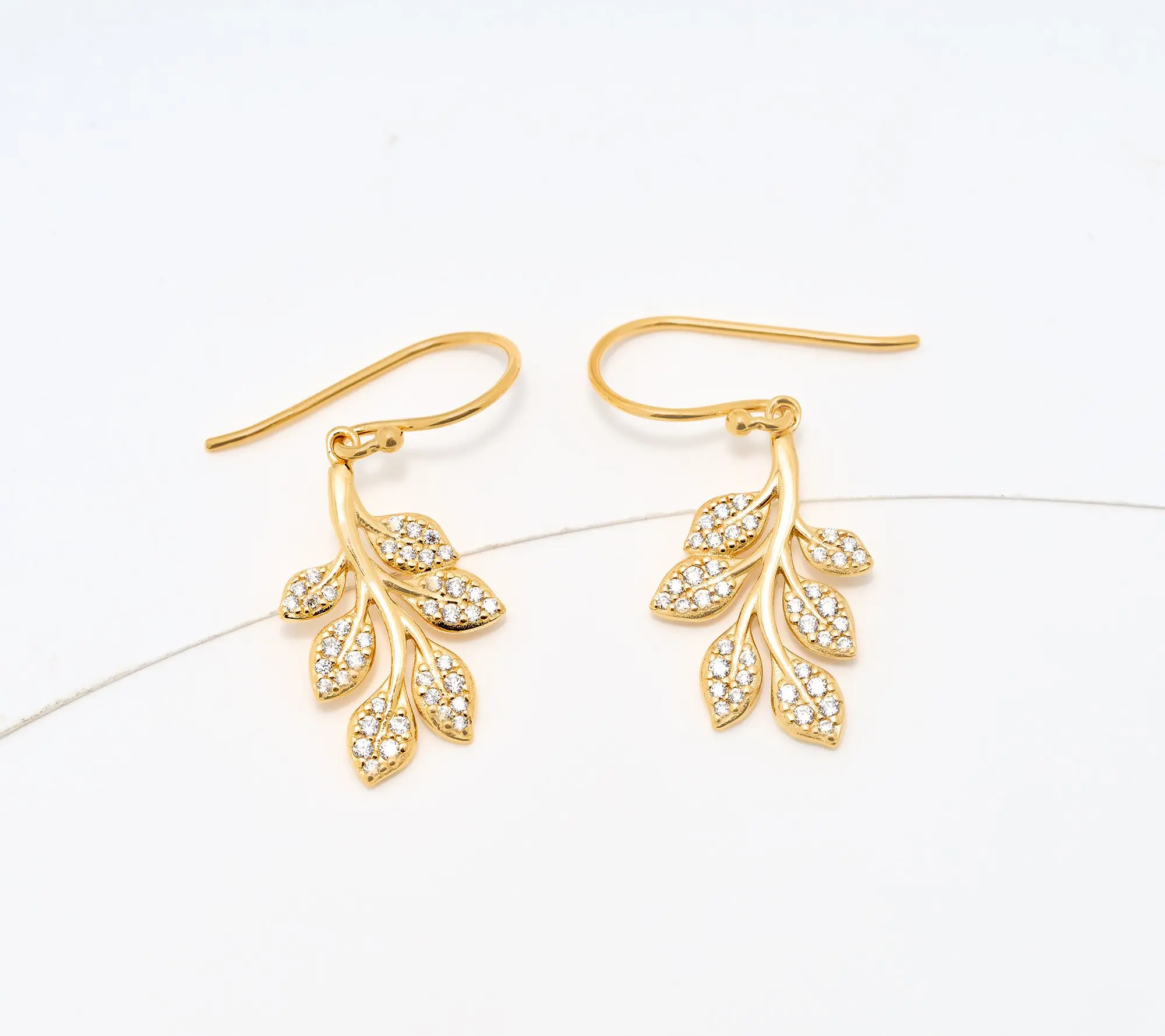 Diamonique Gemstone Leaf Earrings, Sterling Silver
