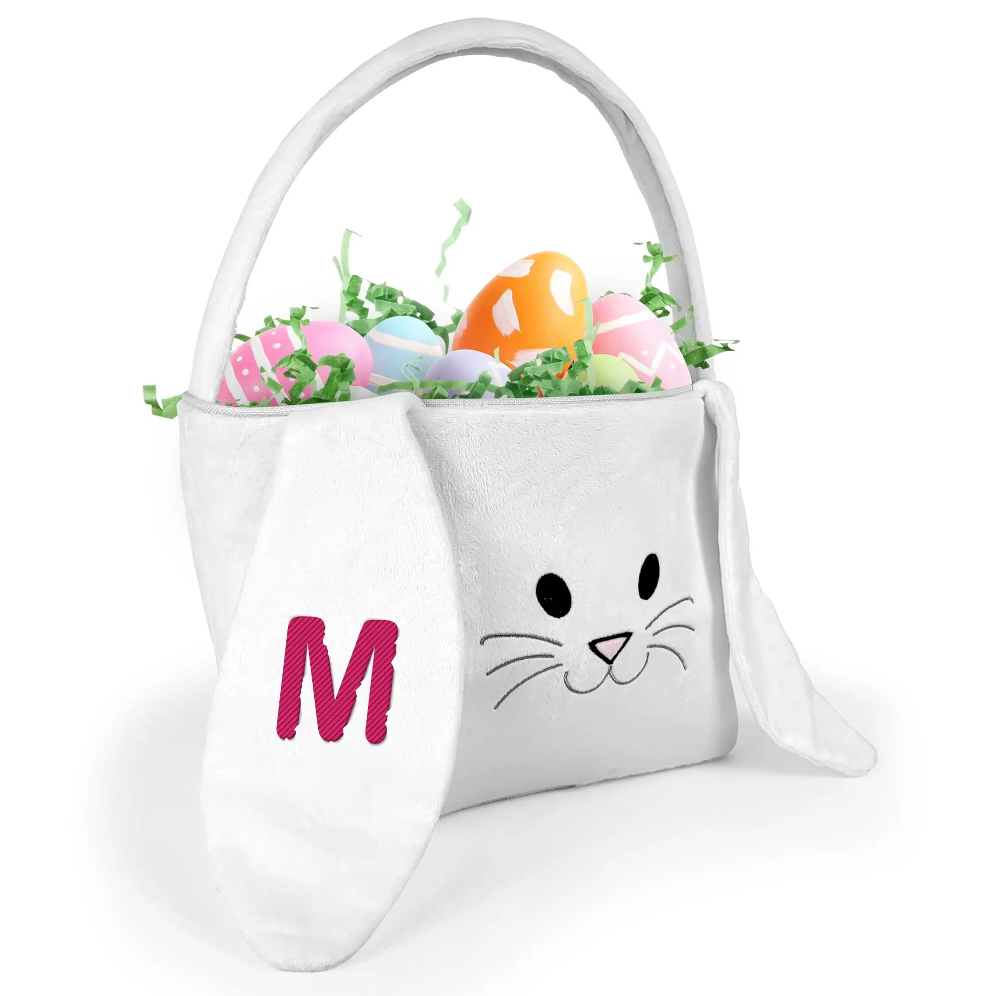 Personalized Easter Bunny Basket With Initial Personalized Easter Bunny Basket With Initial