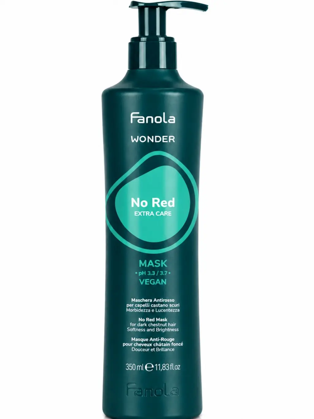 Fanola Wonder No Red Hair Mask 350ml, Salon Haircare Cream Treatment, Nourishing Toning & Conditioning Formula with Leuconostoc/Radish Root Ferment Filtrate, Neutralizes Red Tones & Brassiness, Apply After Wash for Silky Hair, Brassy Highlights, Ci 19140,