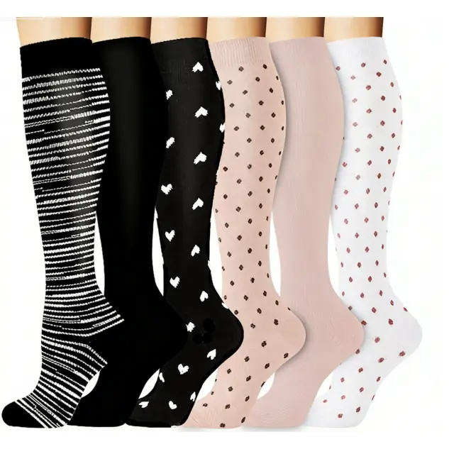 Men's and women's compression short socks, 6 pairs.Quick drying, breathable and moisture-wicking, with excellent elasticity.Perfect for running and exercising.