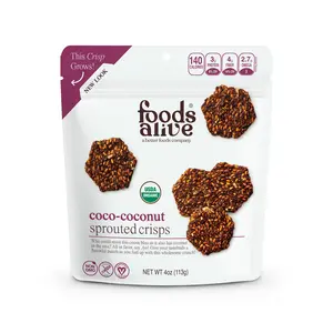coco-coconut sprouted crisps 4 ounce by Foods Alive organic, gluten free, kosher, vegan Snack Fiber