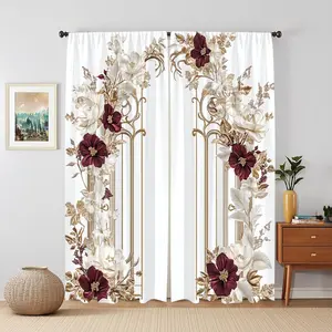 Landscape Pattern Door Curtain, 2 Counts/set Casual Modern Door Curtain, Home Decor for Living Room Bedroom Study Room