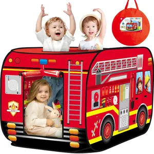 Pop-Up Game Tent for Boys & Girls Ages 3-5, Fire Truck, Ice Cream Car, School Bus, Indoor Outdoor Playhouse Toy with Compact Storage, Suitable for Kids over 3 Years
