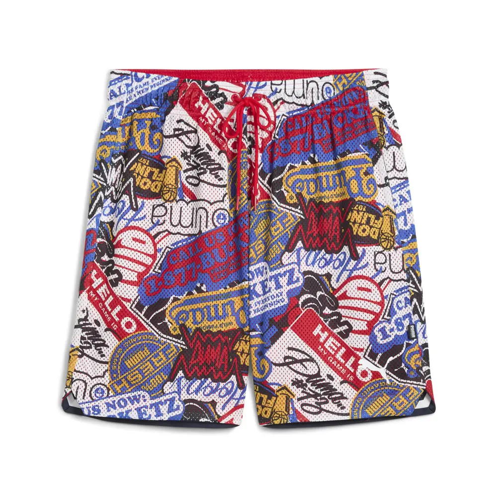 PUMA Mens Hooperhotline Graphic 7 Inch Shorts Casual Bottoms Casual - Red