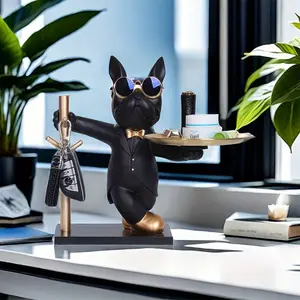 A French Bulldog Sculpture, a Decorative Statue That Serves As a Storage Tray, a Metal Tray for Coins And a Piggy Bank, an Entryway Key And Snack Holder, Perfect for Home Decor in Living Rooms, Bars, And Cafes, As Well As for Tabletop Displ