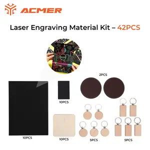 ACMER 42PCS Laser Engraving Material Kit – Wood, Metal & Scratch Paper Bundle