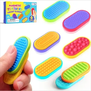 001-X Sensory Fidget Magnet Toys for Kids: Textured Silicone Magnetic Sliders Stress Fidgets for Autism Calming, Anxiety Relief Fun Small Fidget Toys for Adults Office Desk / Travel Classroom Must Haves