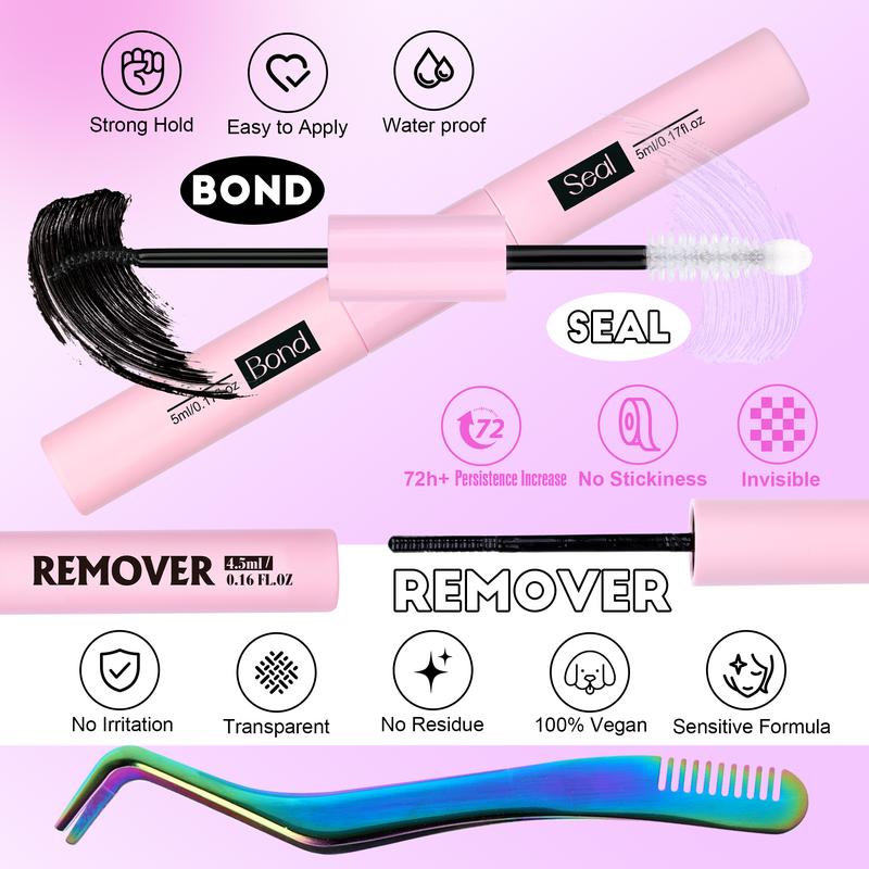 Pawotence Upgrade Lash Extension Kit DIY 280pcs Individual Lash Clusters Kit 30D&40D Cluster Eyelash Extensions Kit with Lash Bond and Seal, Lash Remover, Lash Tweezers for Self Use