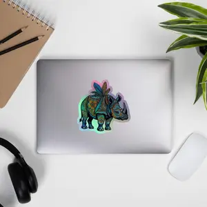 Boho-Chic Rhino Holographic stickers