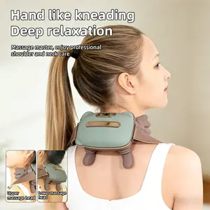 Biomimetic heating massage master, neck and shoulder massager, used to relieve deep tissue pain, wireless portable electric finger pressure 4D kneading massage, simulated human hand design, home office rest, Portable Pain Relief