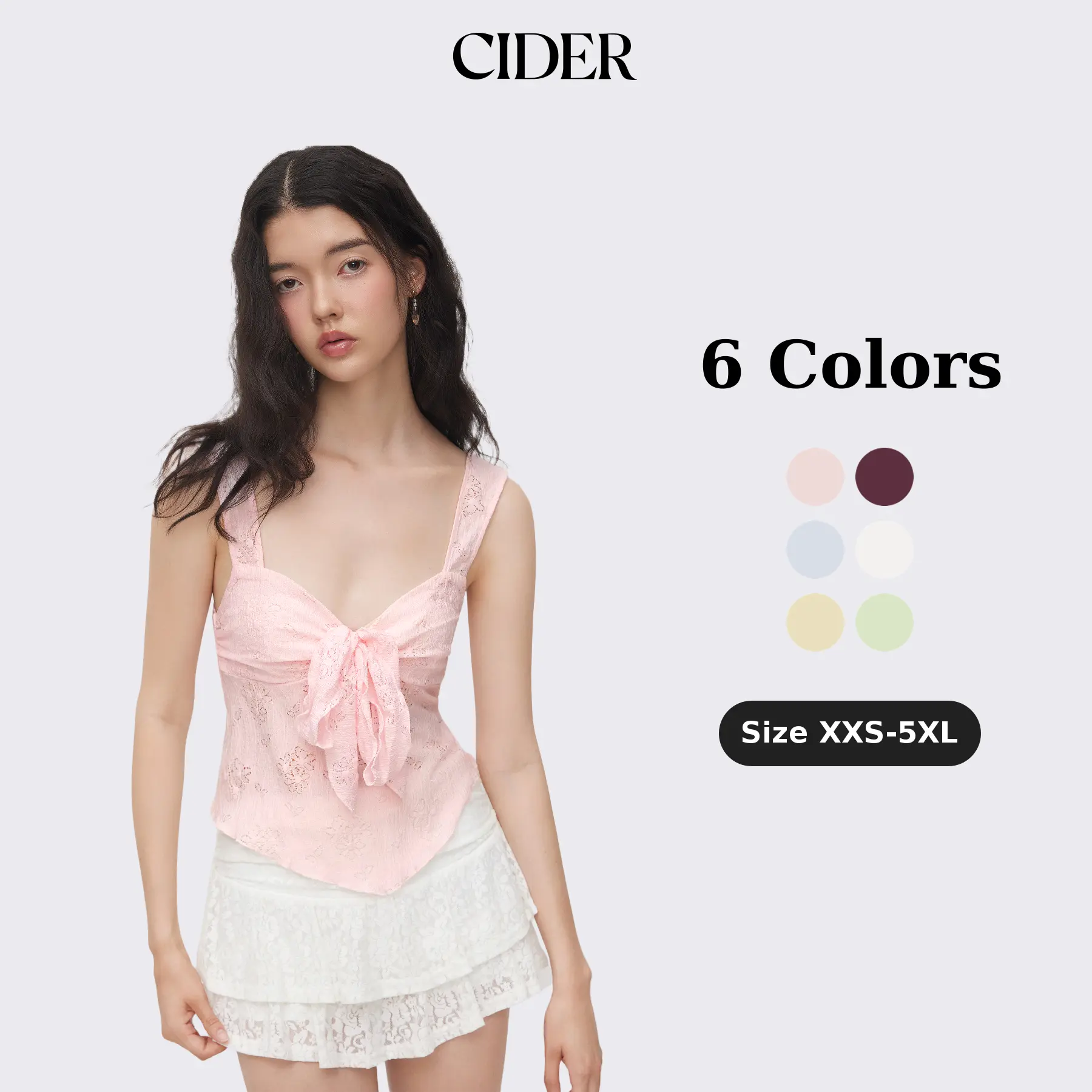 Cider Women's Lace Sweetheart Bowknot Tank Top, Comfort Floral Cut-Out Cami for Summer School to Party & Vacation Outfits, Cute Sleeveless Blouses,clothes for back to school,first day of school outfits
