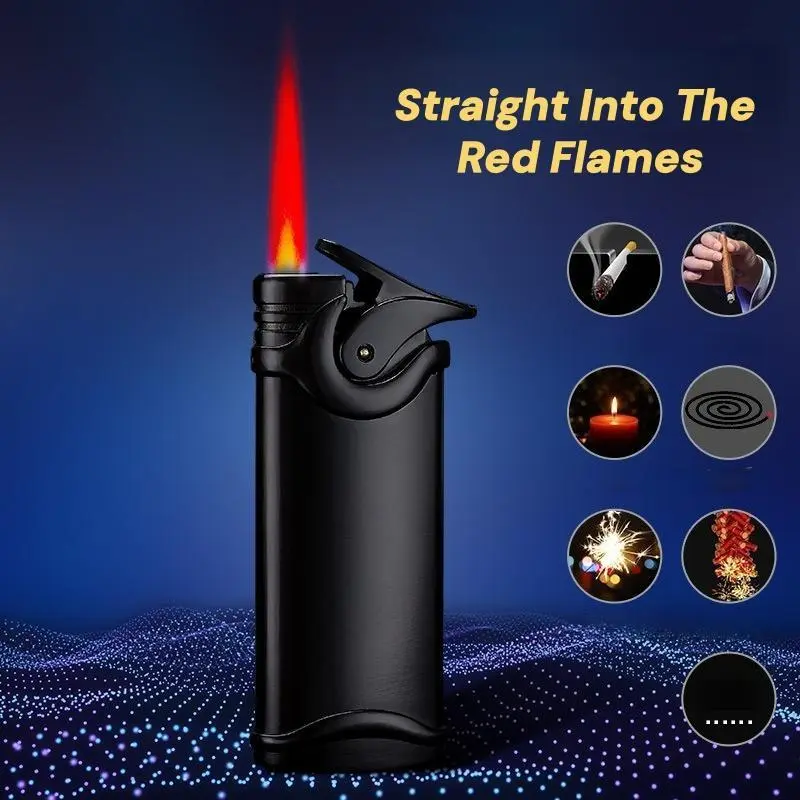 Retro Windproof Lighter - Heavy-Duty Metal Construction, Windproof & High Quality, Compact Portable Refillable Lighter for Camping, BBQ, Fireplace, Candle - Ideal Gift for Men, Boyfriend(Does not contain butane gas)