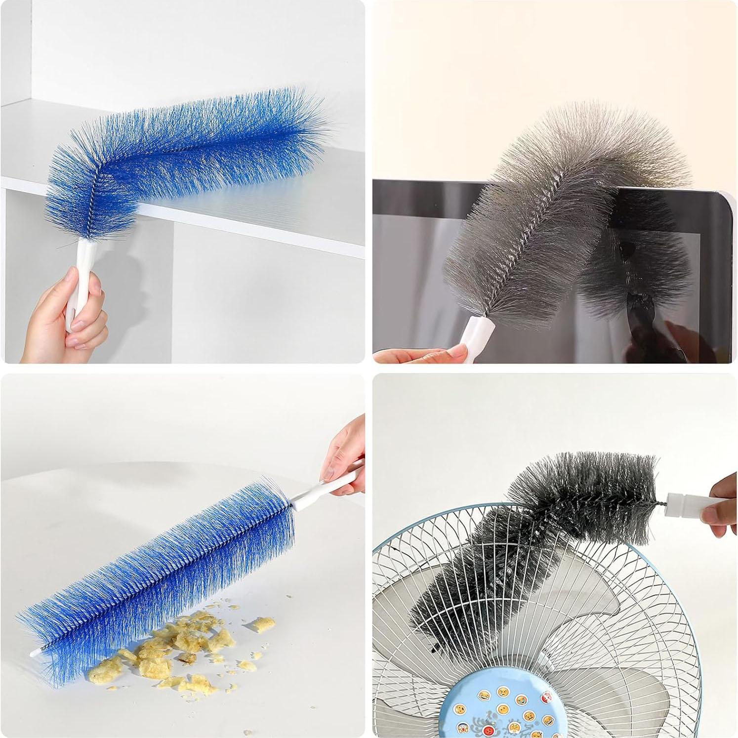 Cobweb Duster, Bendable Fan Duster, Plastic Fan Cleaning Brush, Microfiber Head Duster, Reusable Duster for Air Conditioner Blinds, Ceiling Fan Blades, Vents, Curtains, Car