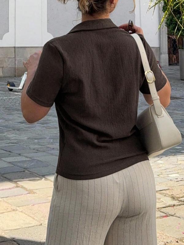 Women's Casual Vintage Textured V-Neck Summer Short Sleeve T-Shirt, Versatile Fit, Perfect for Everyday Wear, Stylish and Comfortable