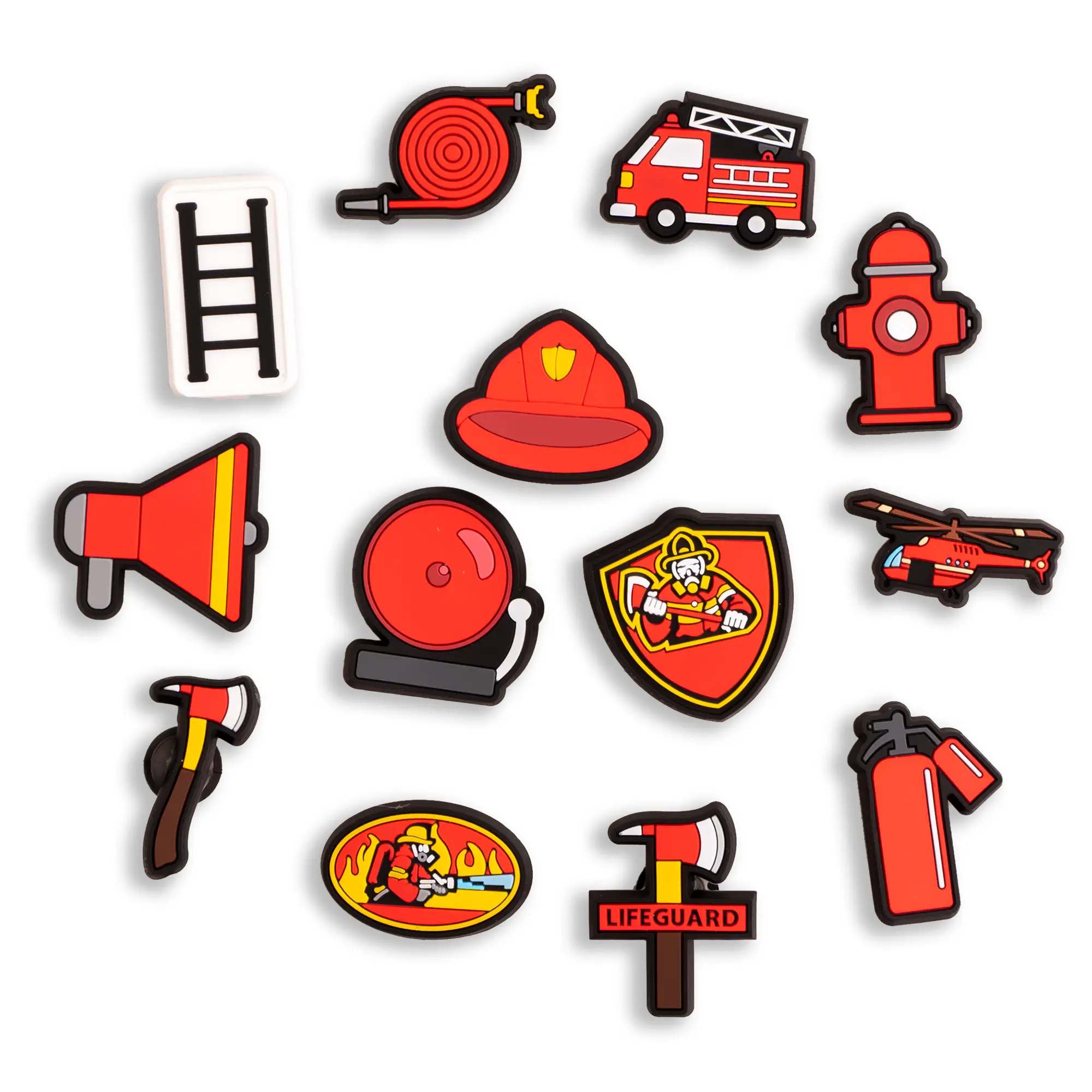 Firefighter Shoe Charms Firefighter 13PCS Charm PVC Clog Pins Accessories Party Favors Birthday Gifts Holidays Decoration for Boy Men Girl
