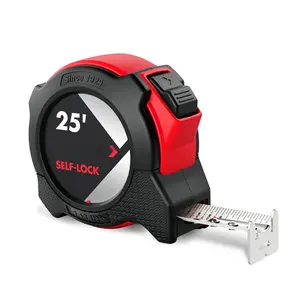 25FT Auto-Lock Tape Measure, Easy Read Measuring Tape with Fractions 1/8?, Double Sided Measurement Tape with 1? , Belt Clip, Dual-End Metal Hook, and Rubber Protective Casing