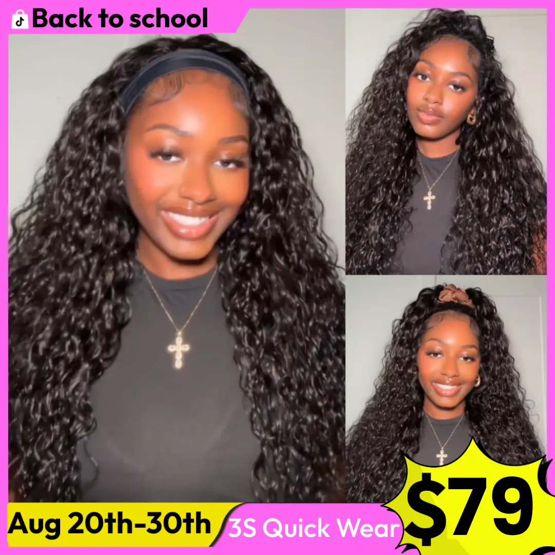 UNice Zero Stress Water Wave Zip Headband Wig Human Hair with Drawstring Glueless No Slipping Secure All Day Wigs 2-In-1 Switch Half Wig 3S Quick Wear Beginners Friendly Summer Wig SummerArrvials #SoHoChic #TikTokShopBackToSchool